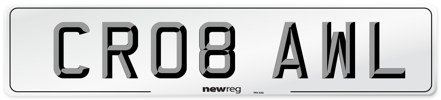 CR08 AWL Number Plate from New Reg